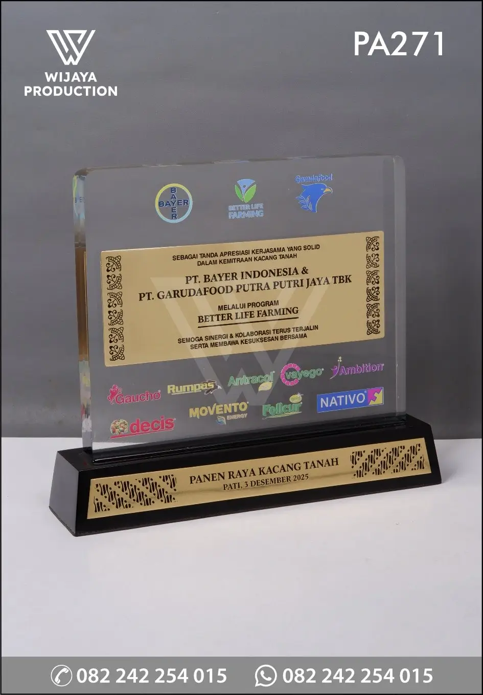 Plakat Akrilik Kerja Sama – PT Bayer Indonesia & PT Garudafood