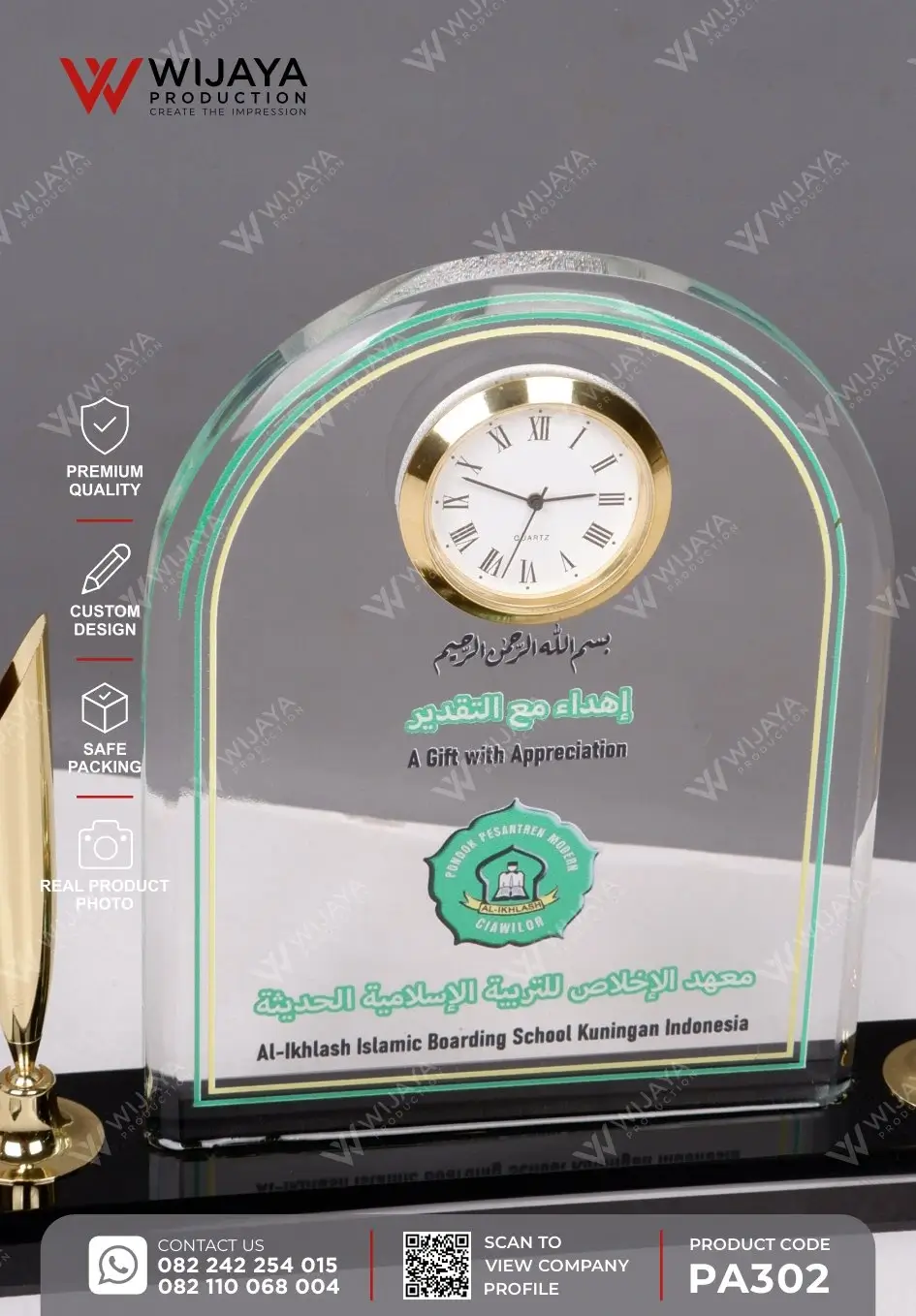 Detail Plakat Akrilik Jam Pen Holder Pesantren Al Ikhlash