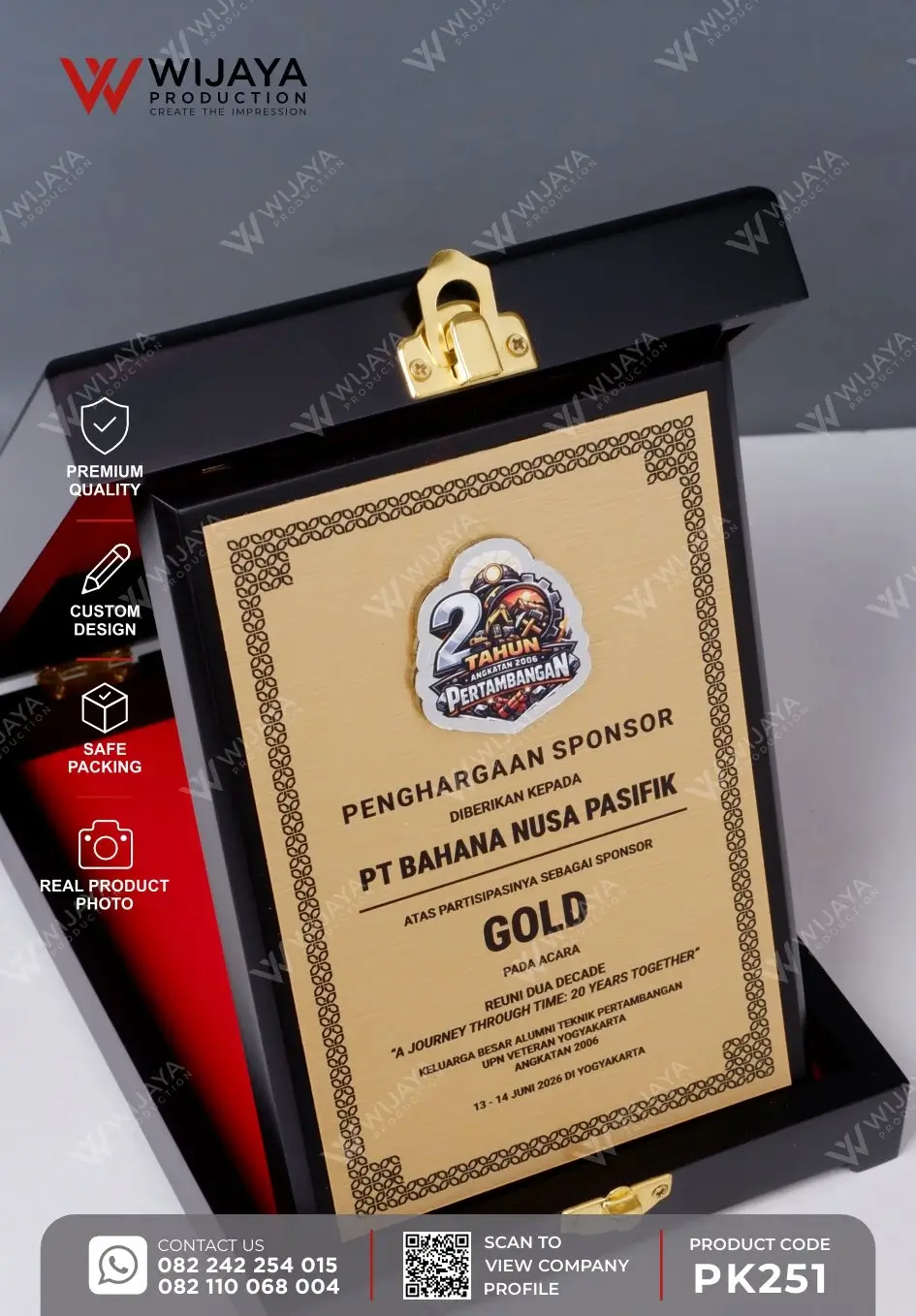 Detail Plakat Kayu Box Premium Reuni Dua Decade Pertambangan