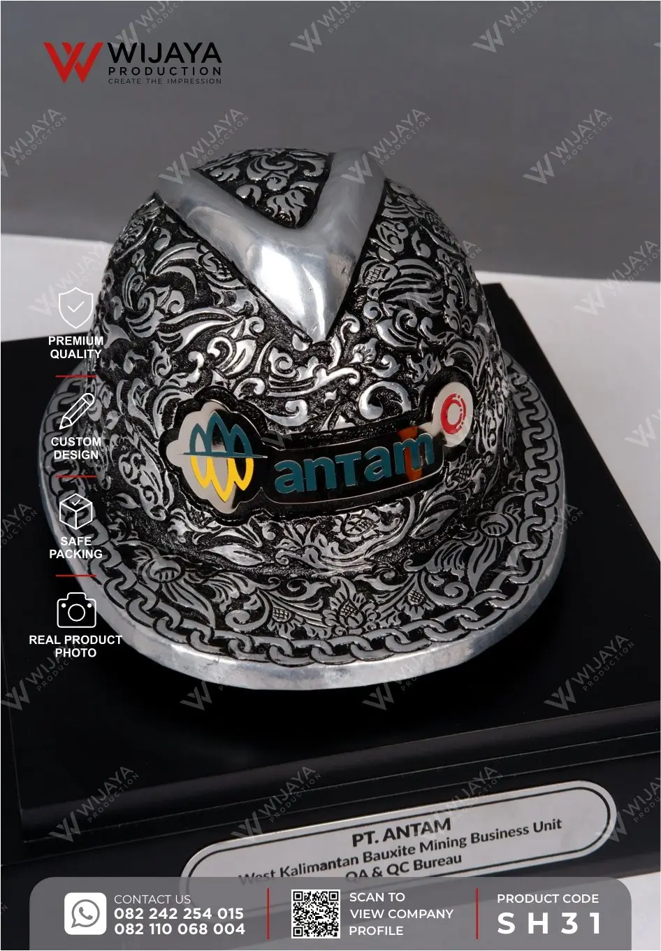 Detail Souvenir Helm Ukir PT Antam