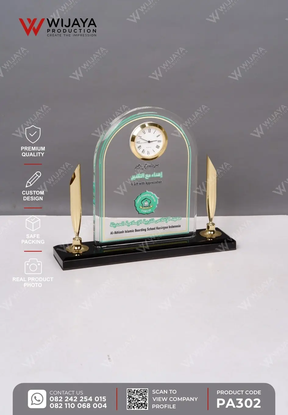 Plakat Akrilik Jam Pen Holder Pesantren Al Ikhlash