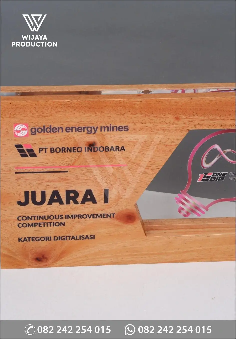 Detail Plakat Kayu Akrilik Juara 1 Continuous Improvement Contest