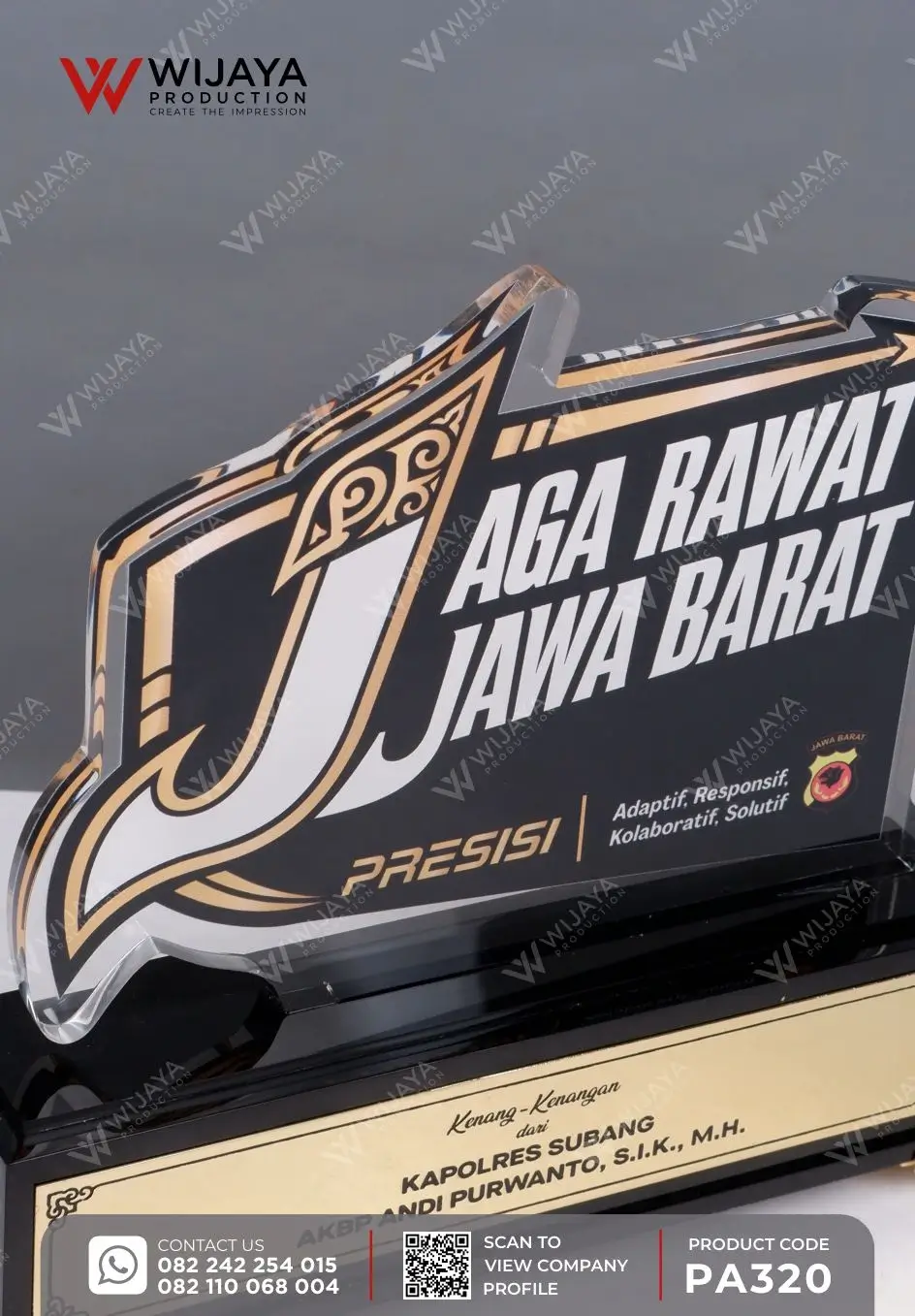 Detail Plakat Akrilik Kenang-Kenangan Instansi Kepolisian