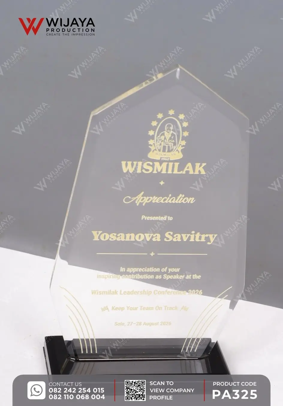 Detail Plakat Akrilik Wismilak Leadership Conference